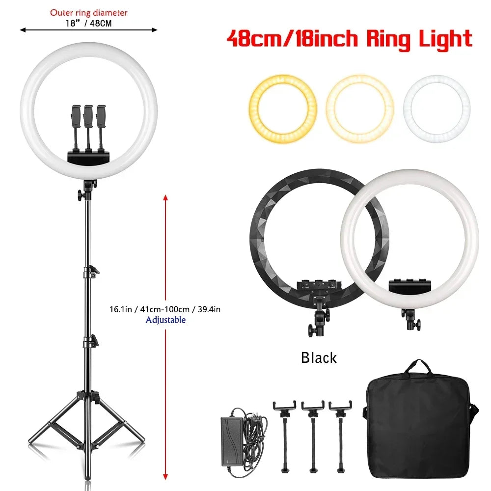 Anneau LED SH 18 pouces et supports au choix – CLEVI Paris