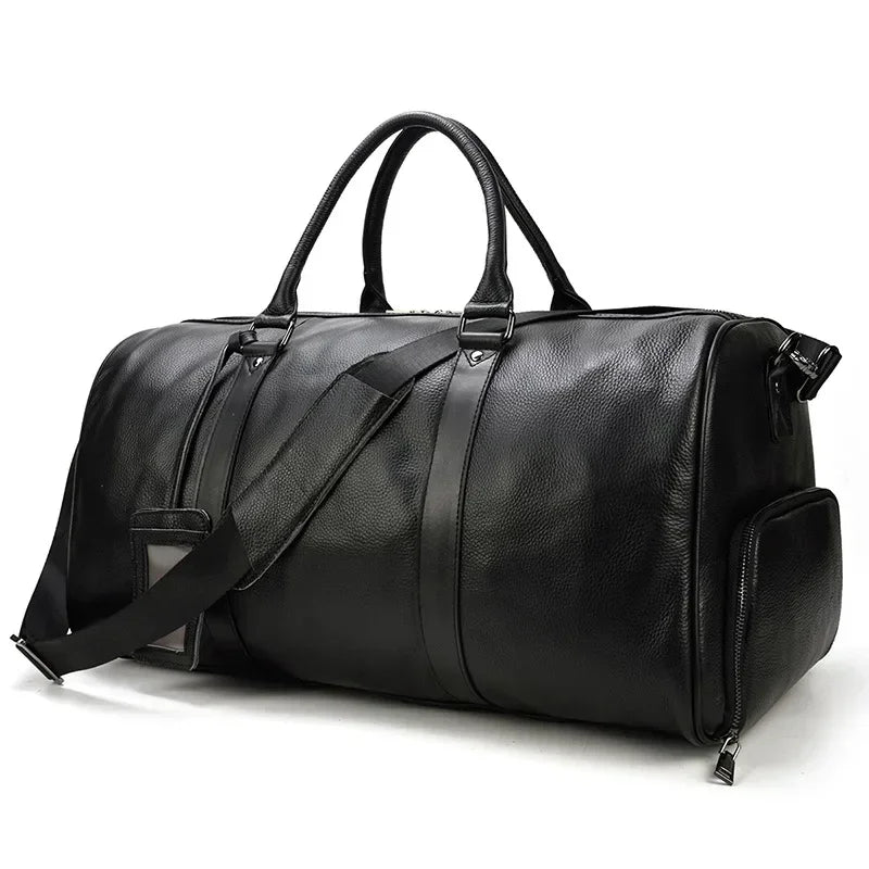 Sac de Voyage Homme Cuir Vache Véritable Compartiment Chaussures – CLEVI Paris
