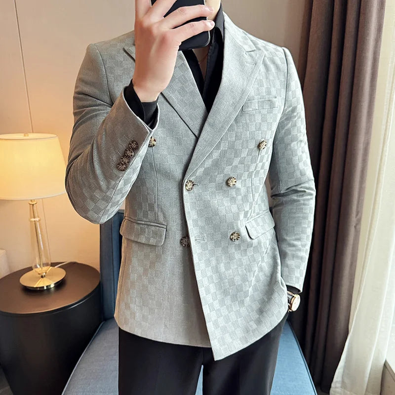 Blazer homme croisé à carreaux – CLEVI Paris