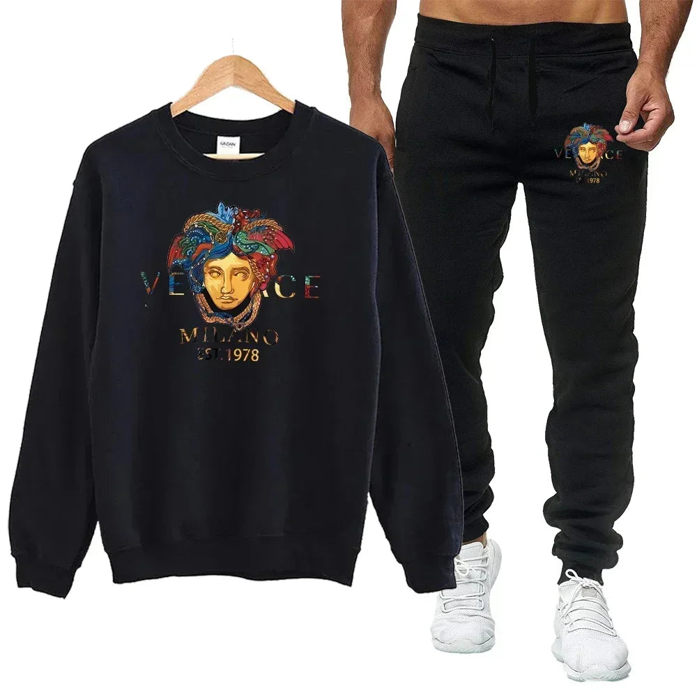 Ensemble Sweatshirt Homme Col Rond Imprimé Style Casual Sport – CLEVI Paris