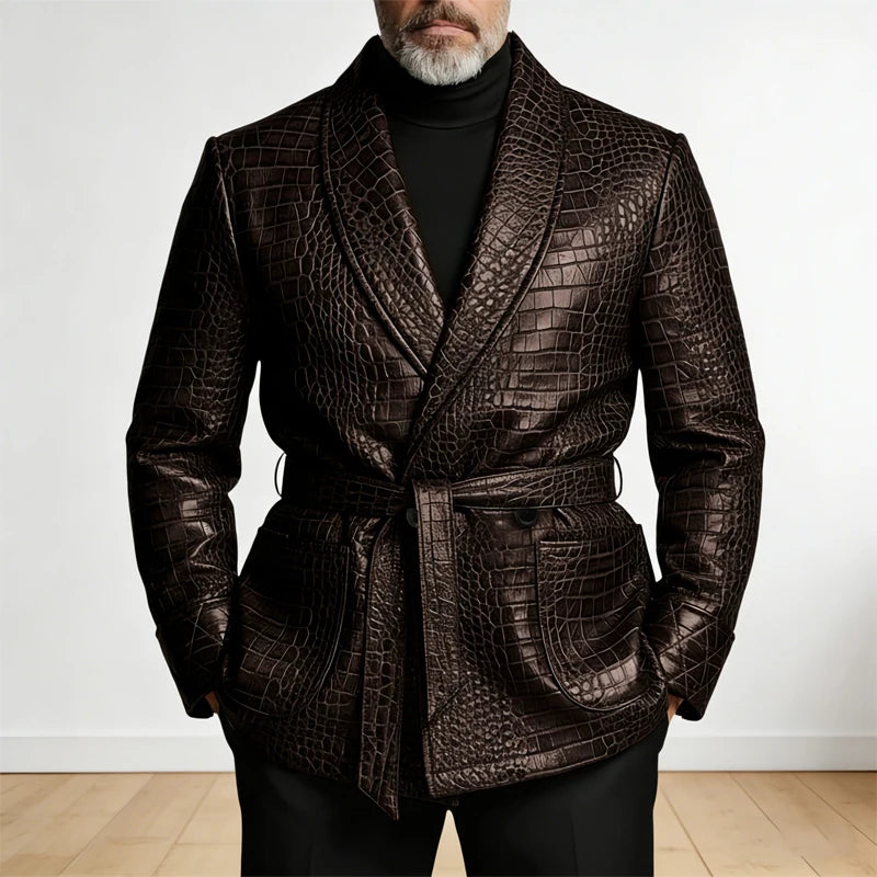 Blazer homme ceinturé à motif crocodile – CLEVI Paris