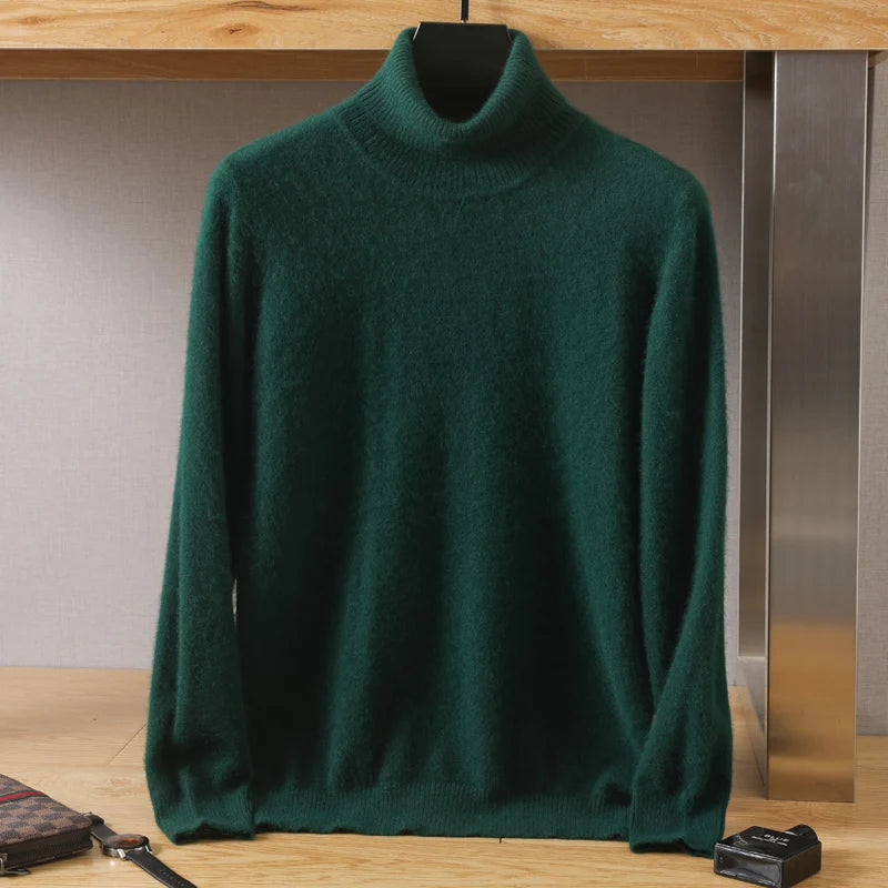 Pull homme à col roulé en maille unie – CLEVI Paris