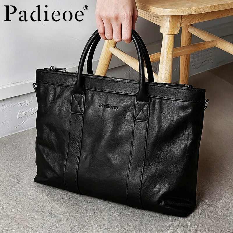 Sacoche Homme Cuir Vache Business Luxe Noir – CLEVI Paris