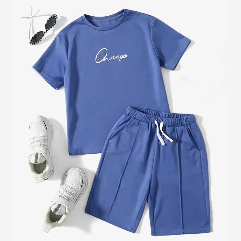 Ensemble enfant uni T-shirt et short à plis – CLEVI Paris