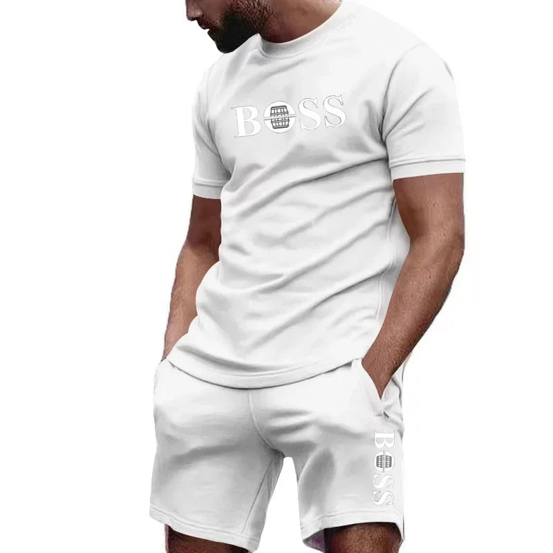 Ensemble homme t-shirt imprimé et short en maille – CLEVI Paris
