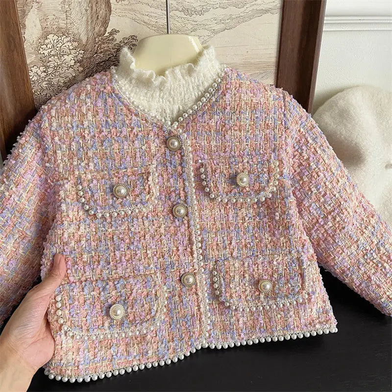 Ensemble fille manteau à carreaux et jupe – CLEVI Paris