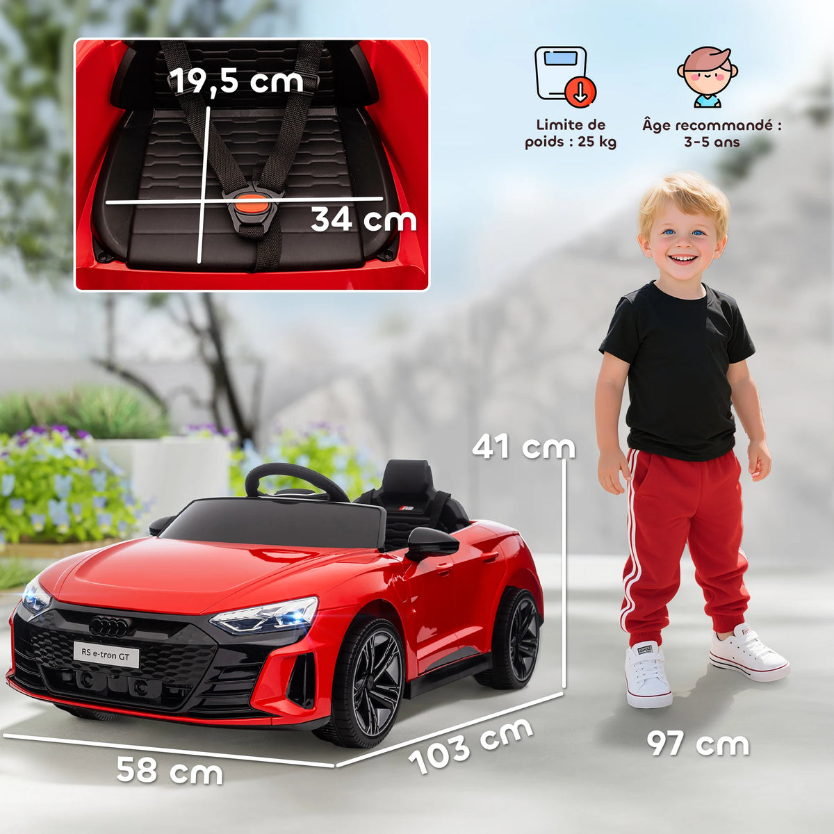 Voiture enfant Audi RS e-tron GT 12 V – CLEVI Paris