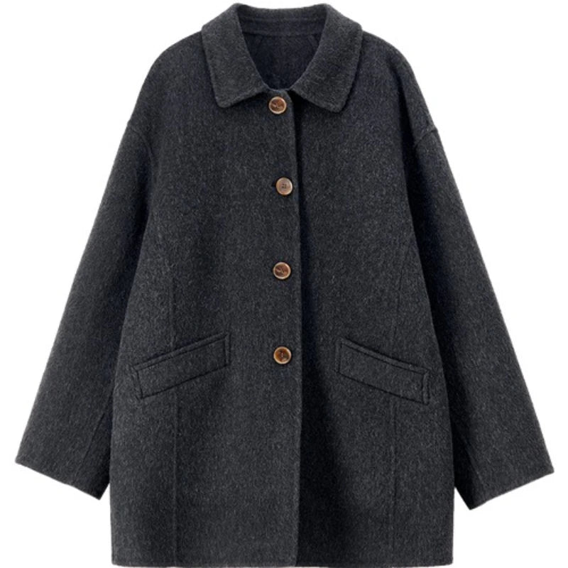 Manteau femme en laine mélangée à col polo – CLEVI Paris