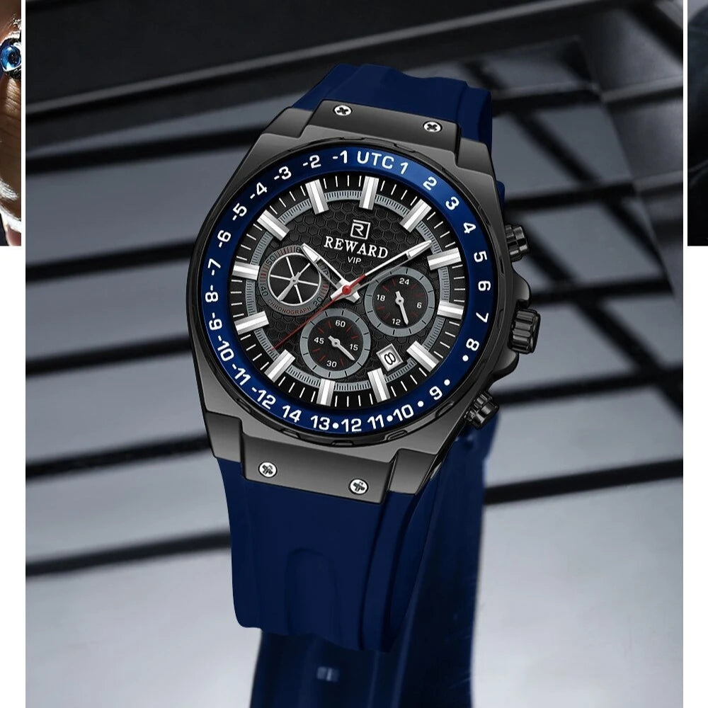 Montre Sport Quartz Chronographe REWARD Homme Silicone – CLEVI Paris