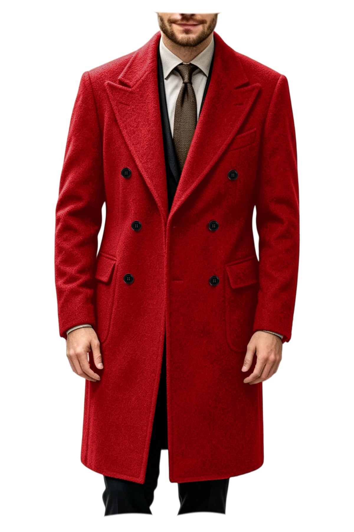 Manteau homme long croisé en laine mélangée – CLEVI Paris