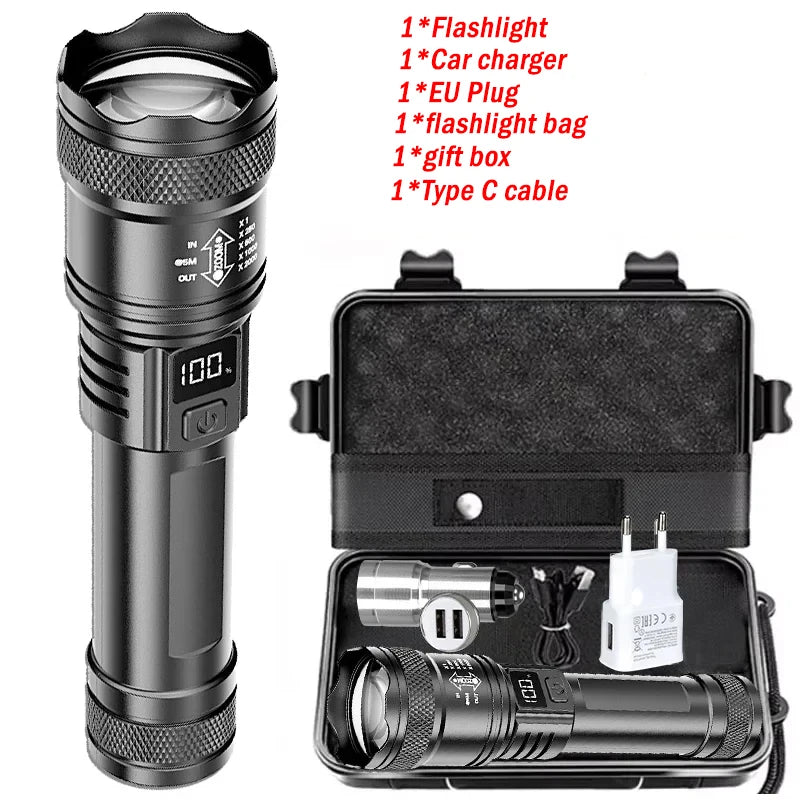 Lampe Torche LED Tactique Rechargeable USB Zoom 1500m – CLEVI Paris