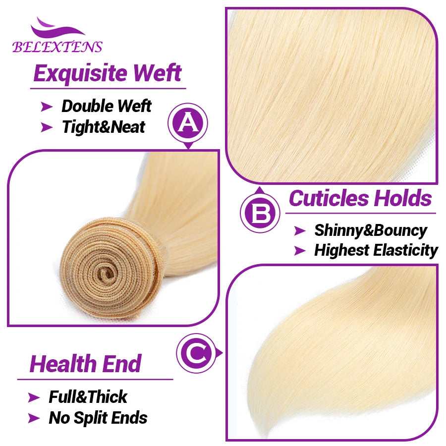 Bundles Cheveux Humains Lisses Blonde 613 BELEXTENS – CLEVI Paris