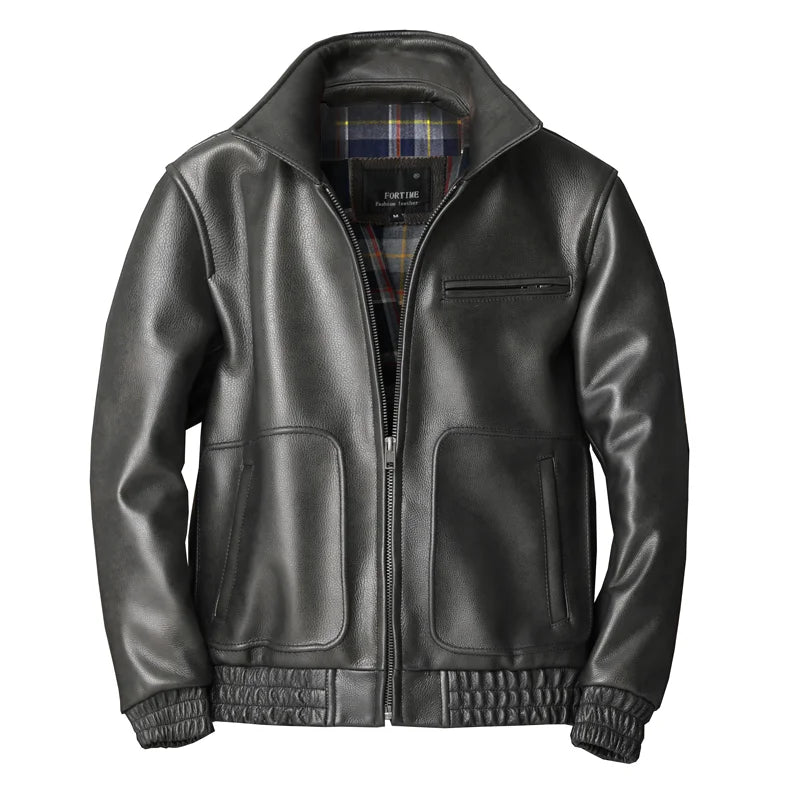 Veste pilote homme en cuir noir – CLEVI Paris