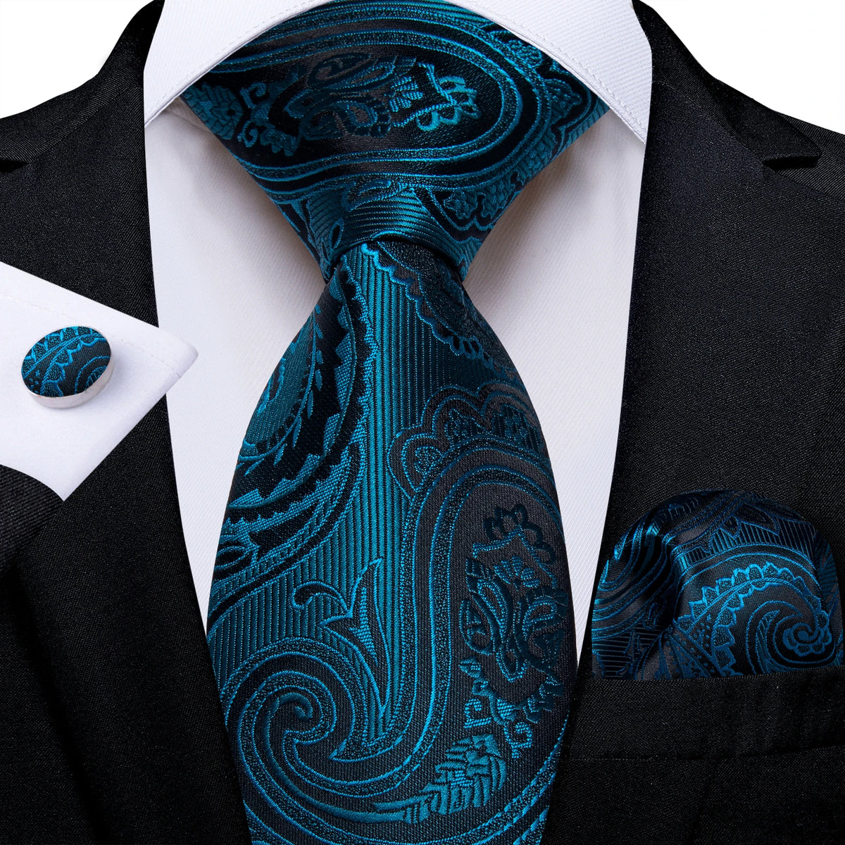 Coffret cravate homme paisley, pochette et boutons – CLEVI Paris