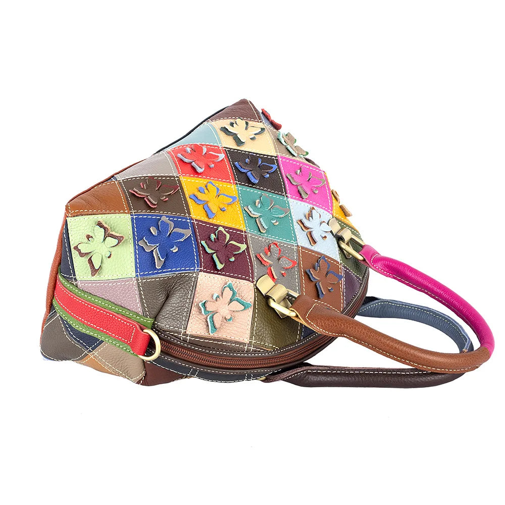 Sac Coquille Cuir Vache Artisanal Motif Papillons Femme Épaule – CLEVI Paris