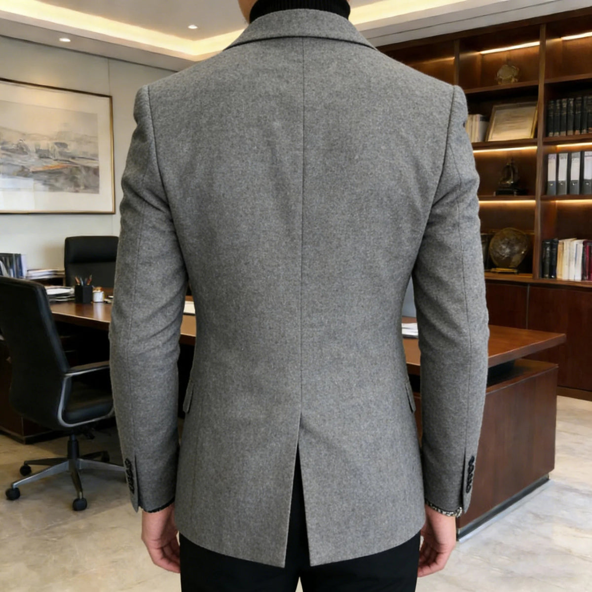 Blazer Croisé Homme en Laine Mélangée Style Tweed – CLEVI Paris