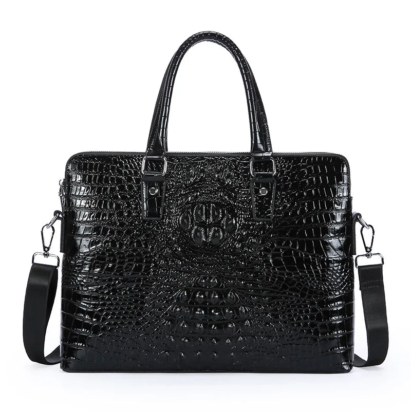 Sacoche Homme PC 14" Cuir PU Motif Crocodile 38x29cm Porte-Documents – CLEVI Paris