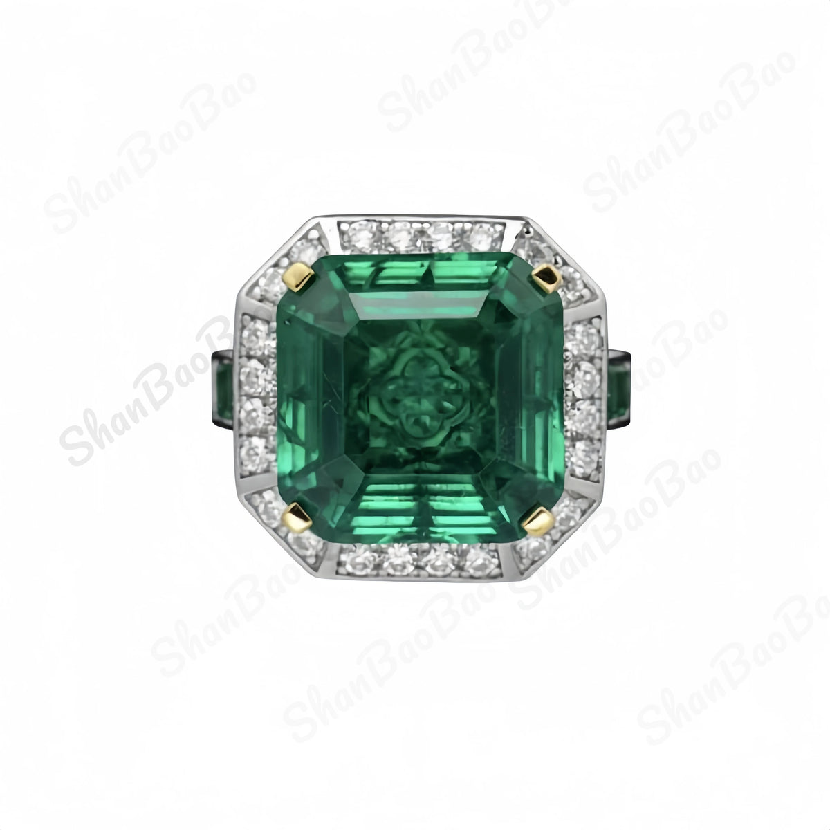 Bague Alliance Émeraude Argent 925 Diamant 12ct – CLEVI Paris