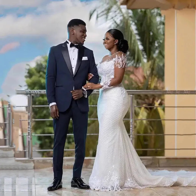 Robe de mariée sirène à manches longues – CLEVI Paris