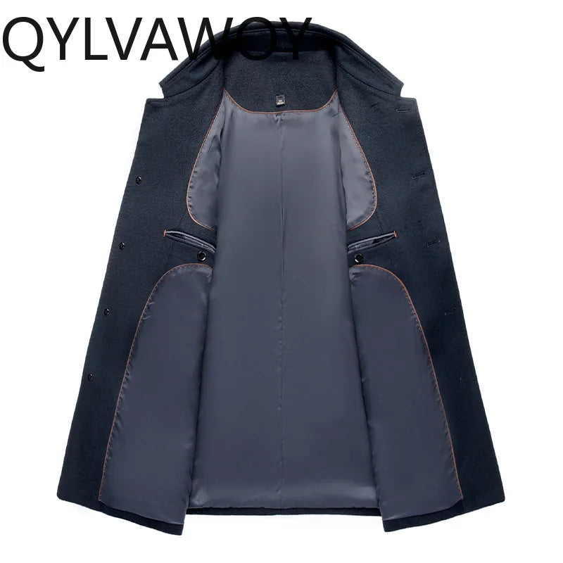 Manteau homme en laine bleu foncé – CLEVI Paris