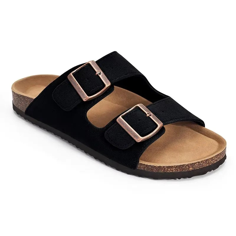 Mules Suède Boucle Métal Semelle Liège Soutien de Voûte | Mixte EU 36-46