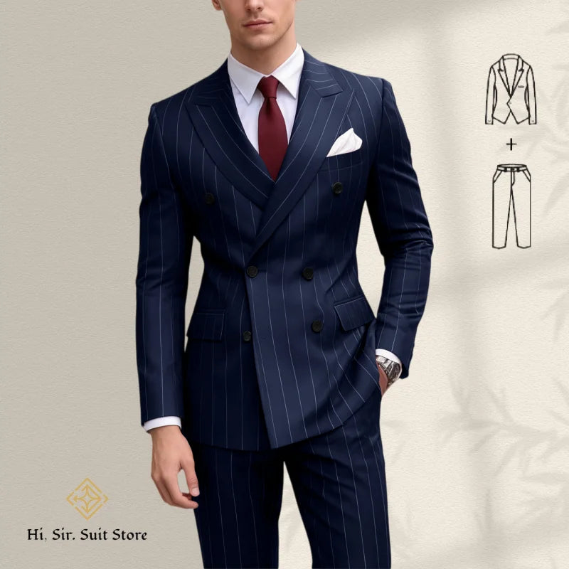 Costume homme bleu 2 pièces, double boutonnage – CLEVI Paris