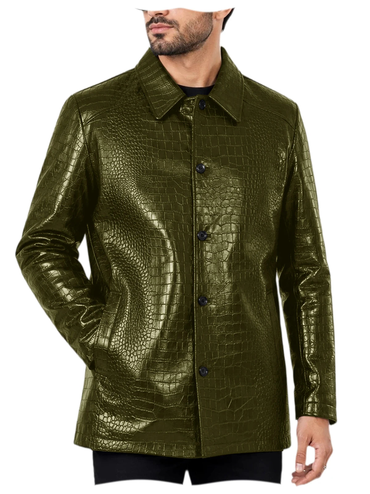 Blazer homme simili cuir motif crocodile – CLEVI Paris