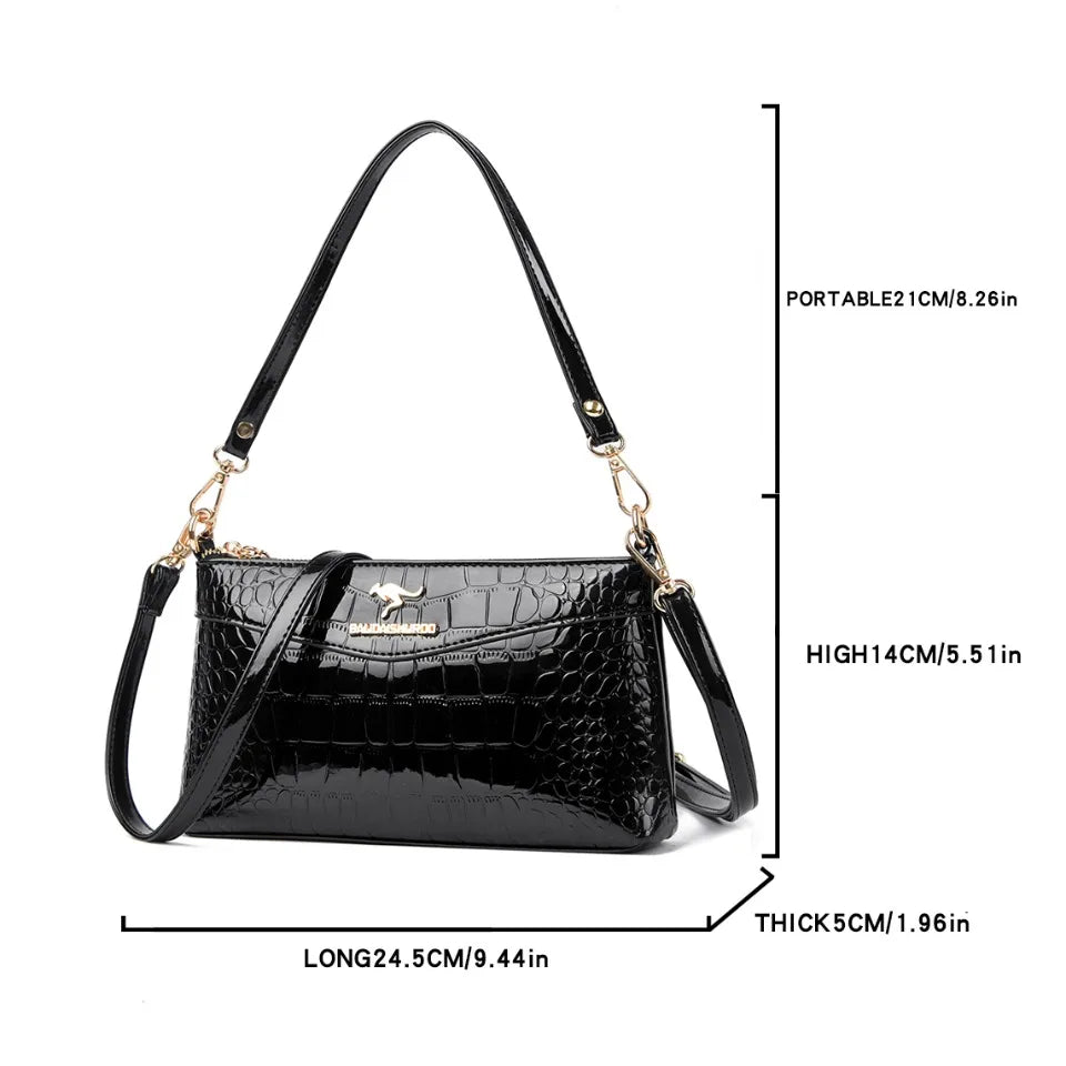 Sac Bandoulière Femme Cuir Verni Motif Croco – CLEVI Paris