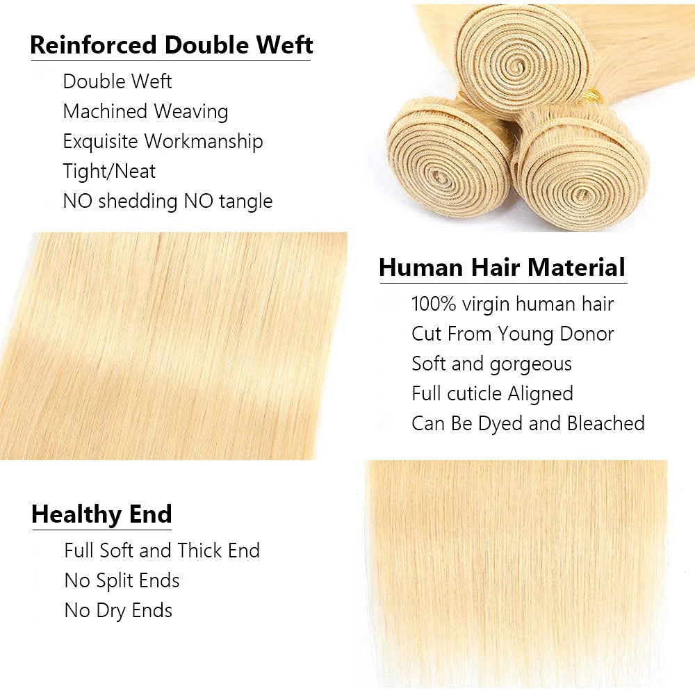 Bundles Cheveux Humains Lisses 613 Blonde Miel Smilegirl – CLEVI Paris