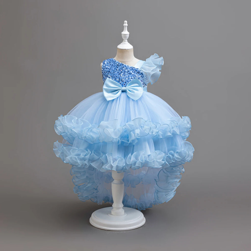 Robe cérémonie fille fleurie à nœud – CLEVI Paris