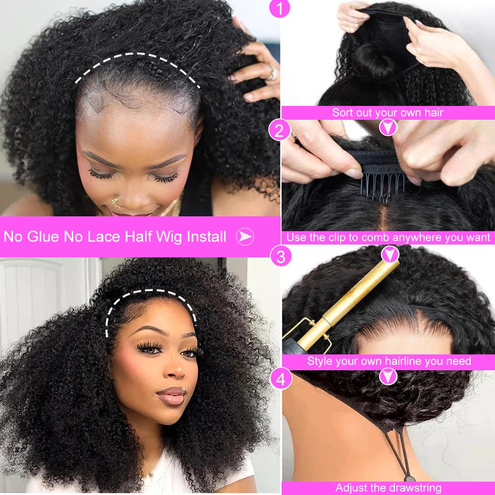 Demi-Perruque Deep Wave Cheveux Humains Drawstring 250% – CLEVI Paris