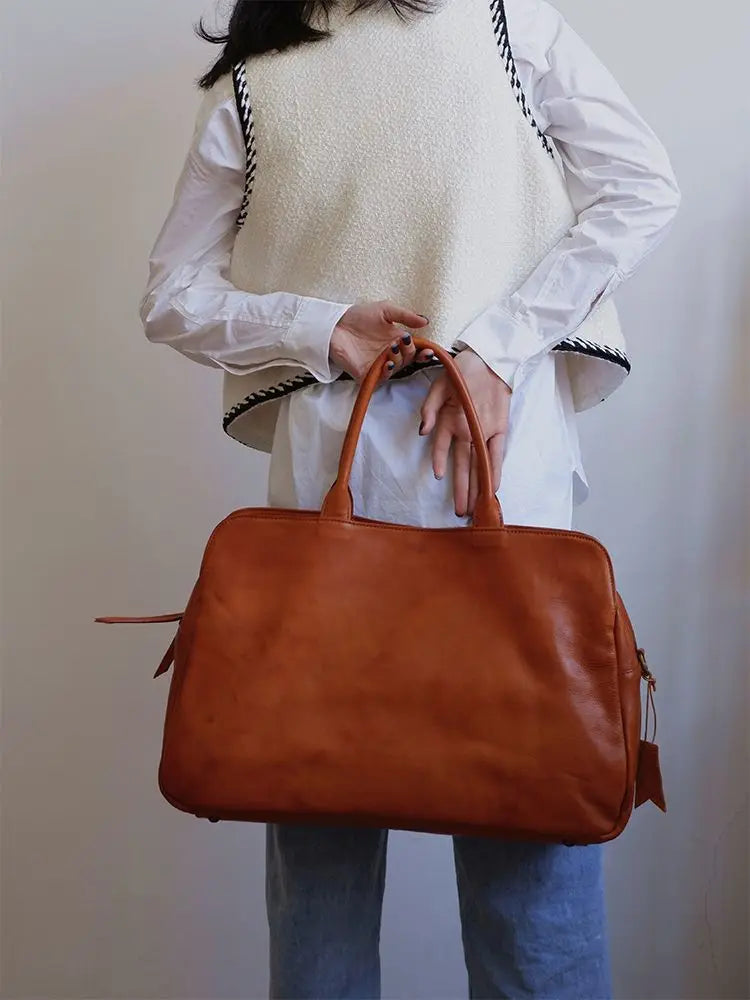 Grand Sac à Main Femme Cuir Vache Véritable 46x30cm Luxe Bandoulière – CLEVI Paris