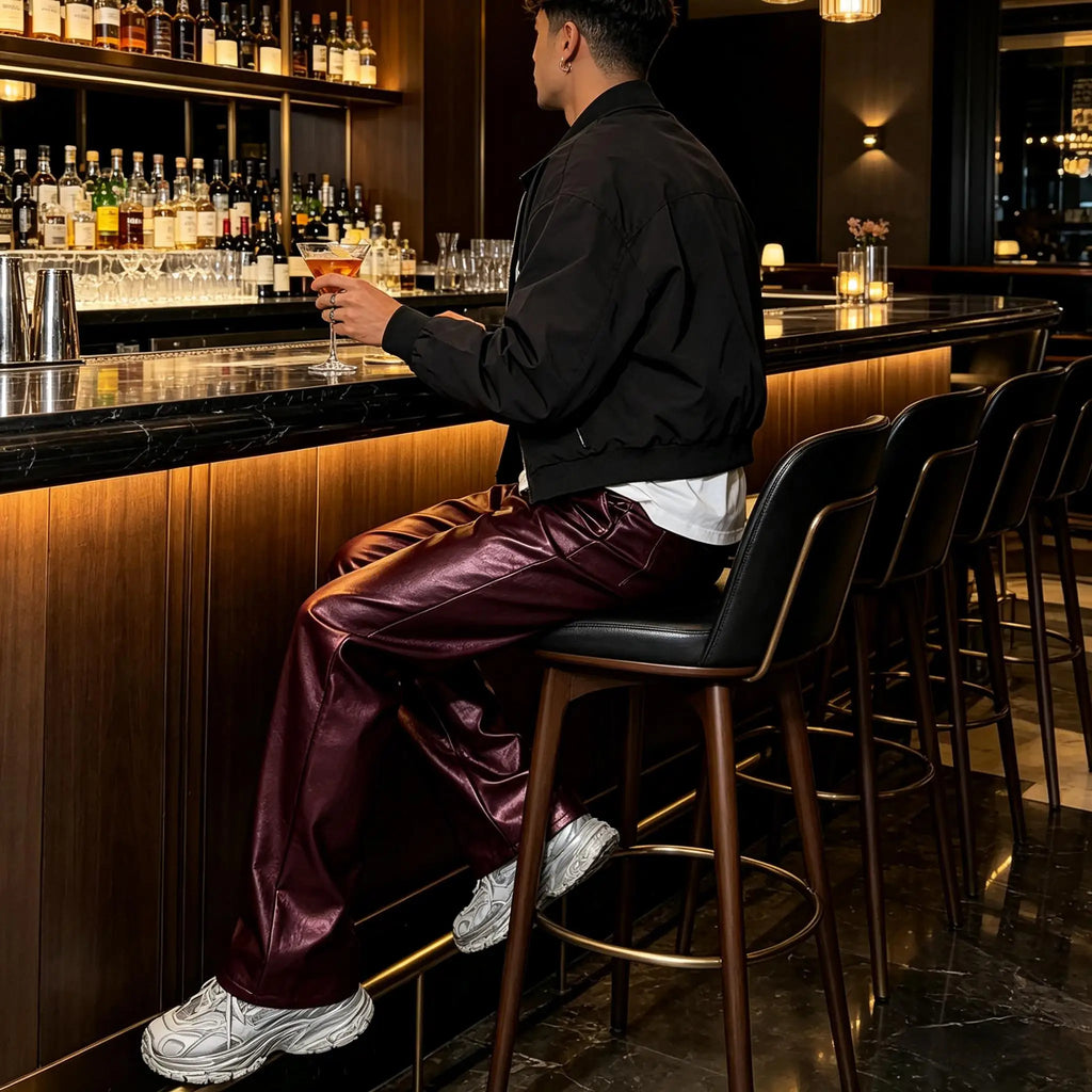 Pantalon homme en similicuir, coupe droite – CLEVI Paris