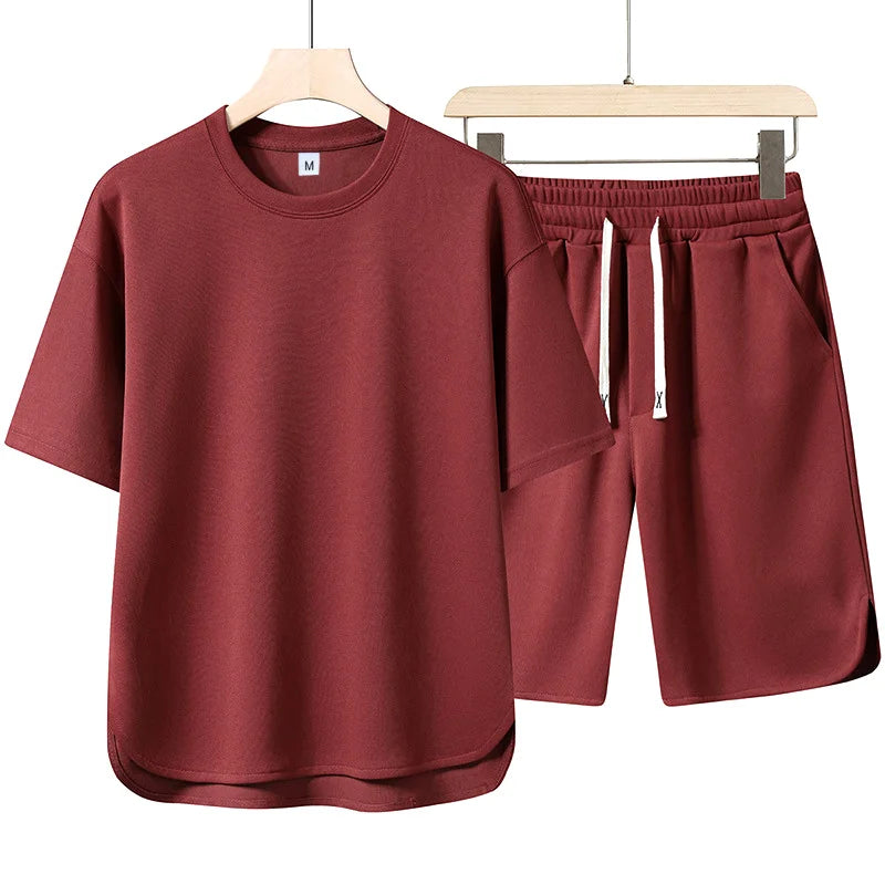 Ensemble homme t-shirt col rond et short uni – CLEVI Paris