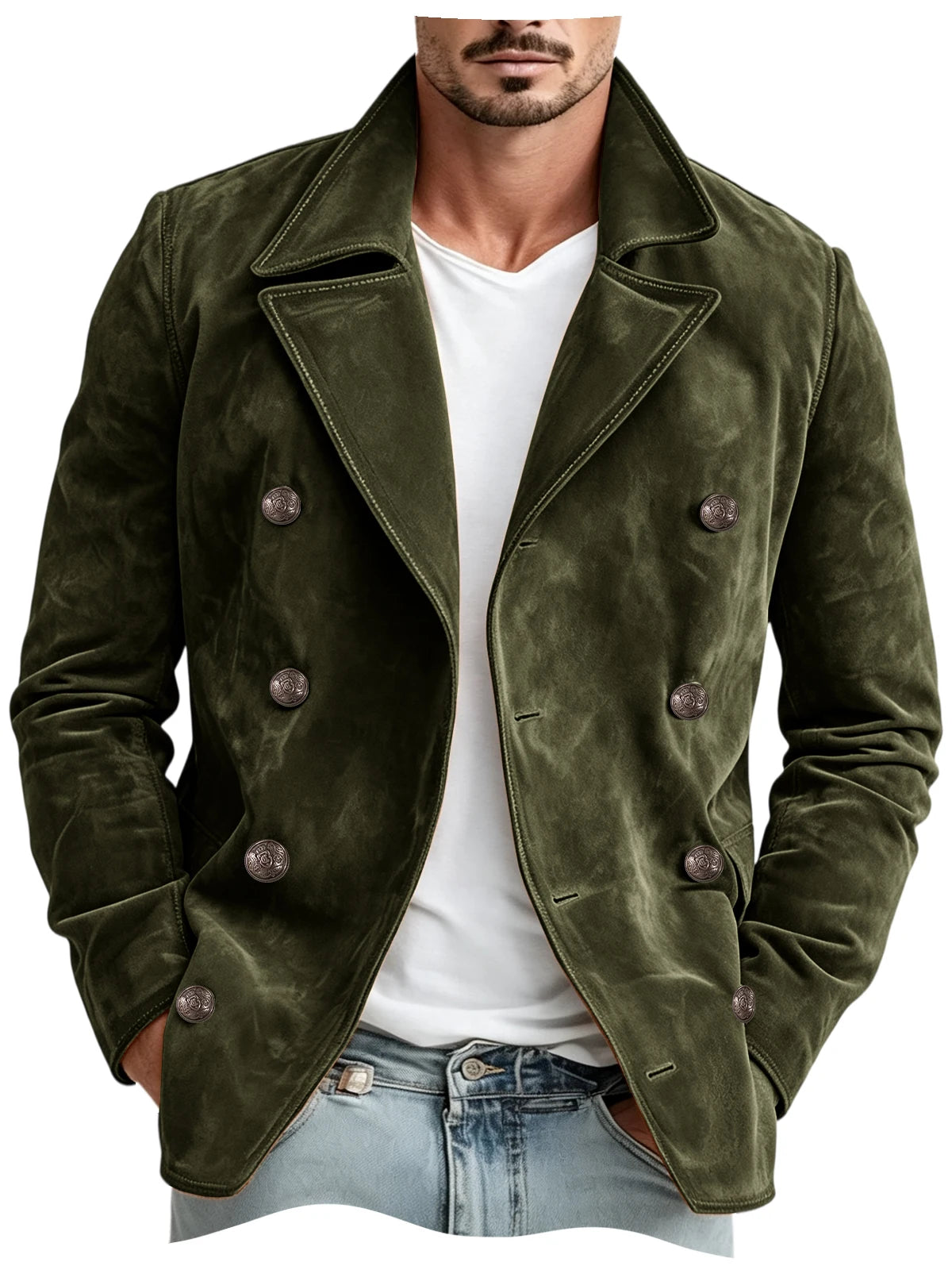 Blazer homme croisé en imitation daim – CLEVI Paris