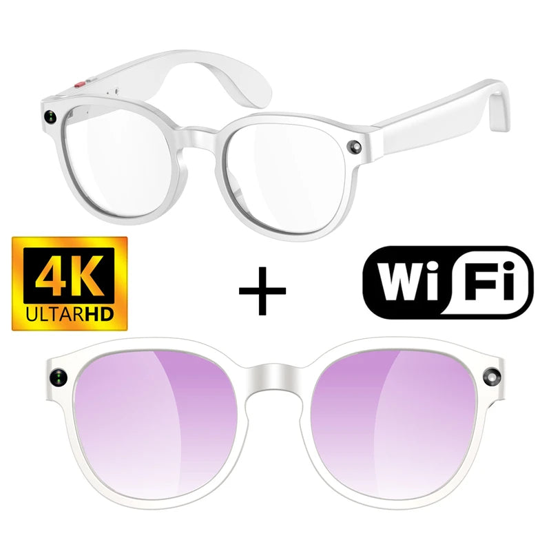 Lunettes Connectées XMSJ IA Caméra 8MP Vidéo 4K Double Objectif Bluetooth Traduction Moto Waterproof 3 Verres – CLEVI Paris
