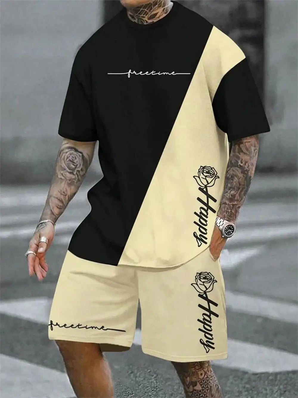 Ensemble homme t-shirt col rond et short – CLEVI Paris