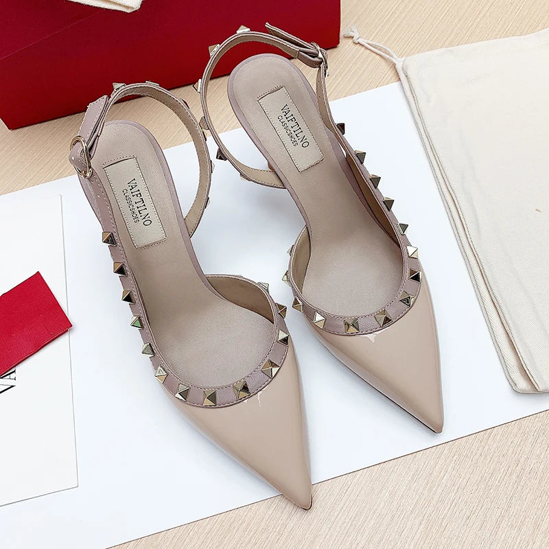 Escarpins ouverts femme à bride et rivets – CLEVI Paris