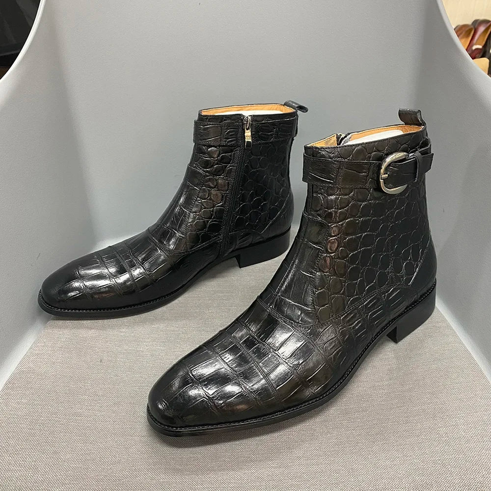 Bottines homme en cuir véritable à zip – CLEVI Paris