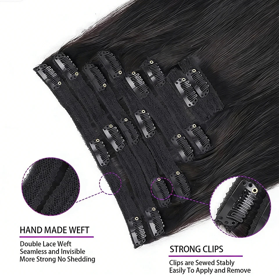 Extensions Clip-in Brésiliennes Remy 8pcs – CLEVI Paris