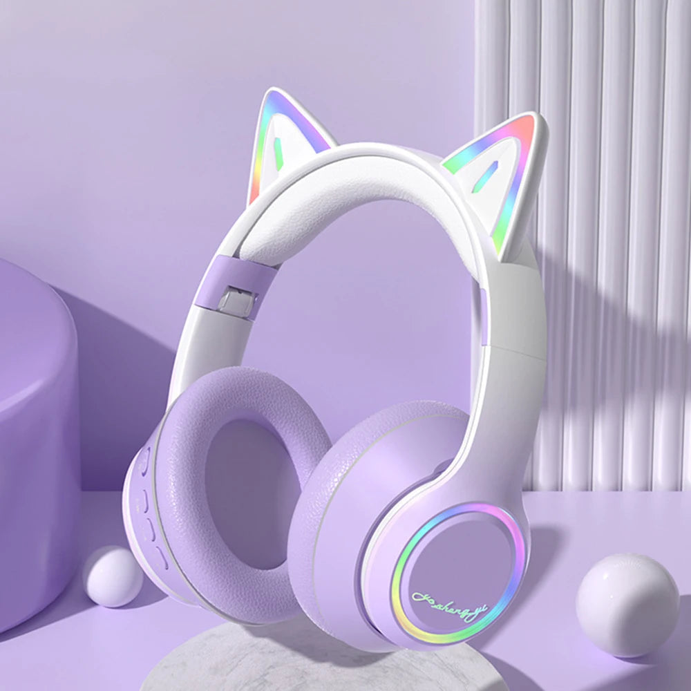 Casque Bluetooth Chat RGB Fille Enfant Micro Pliable – CLEVI Paris