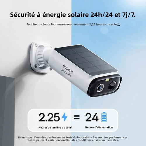 Caméra Solaire Extérieure Baseus S1 Lite 4MP 2K FOV 135° IP67 IA NeuraNex Wi-Fi – CLEVI Paris