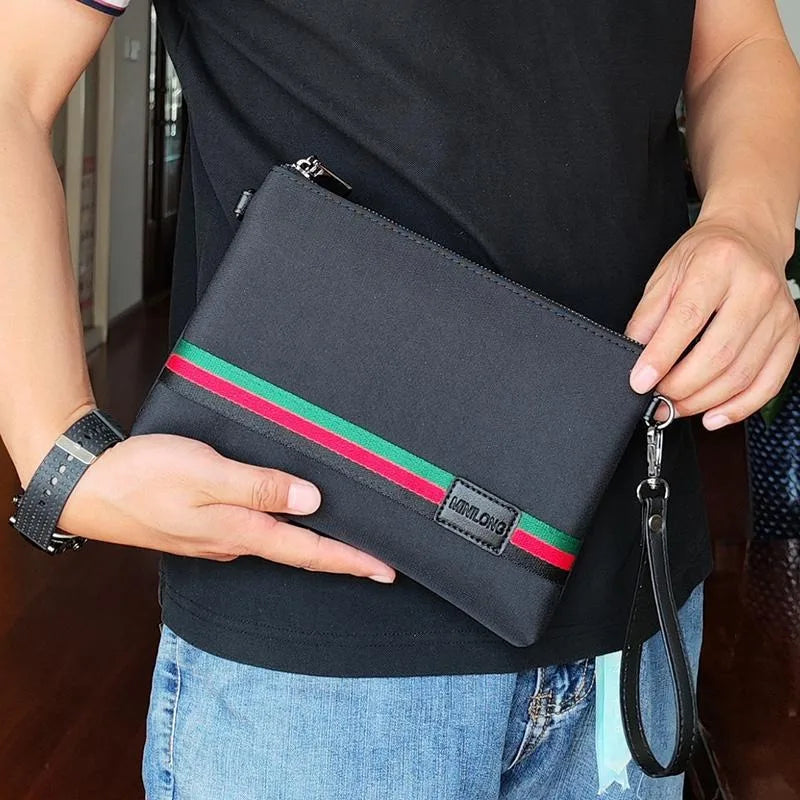 Pochette homme noire en toile S et L – CLEVI Paris