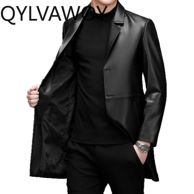 Manteau mi-long homme en cuir de mouton – CLEVI Paris