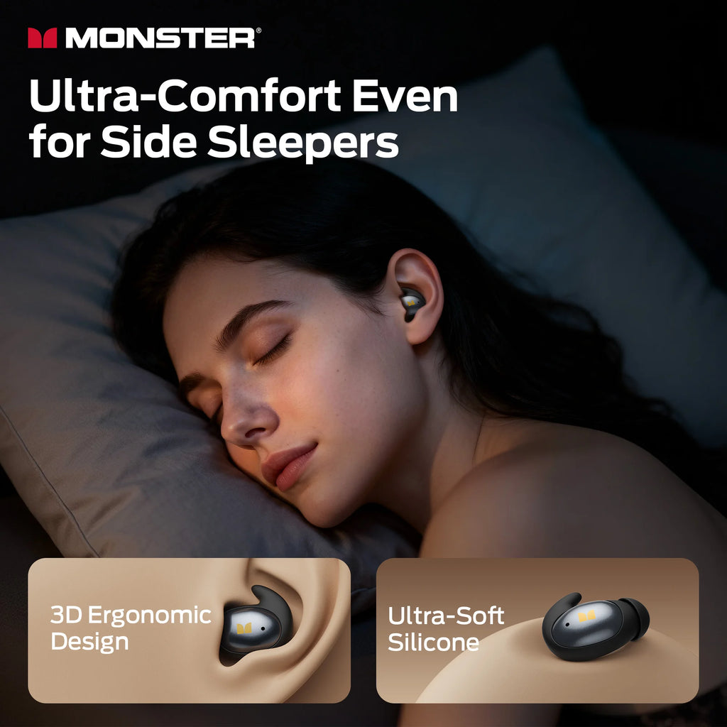 Écouteurs Sommeil Monster Sleep Ear100 BT 6.0 80h 3g – CLEVI Paris