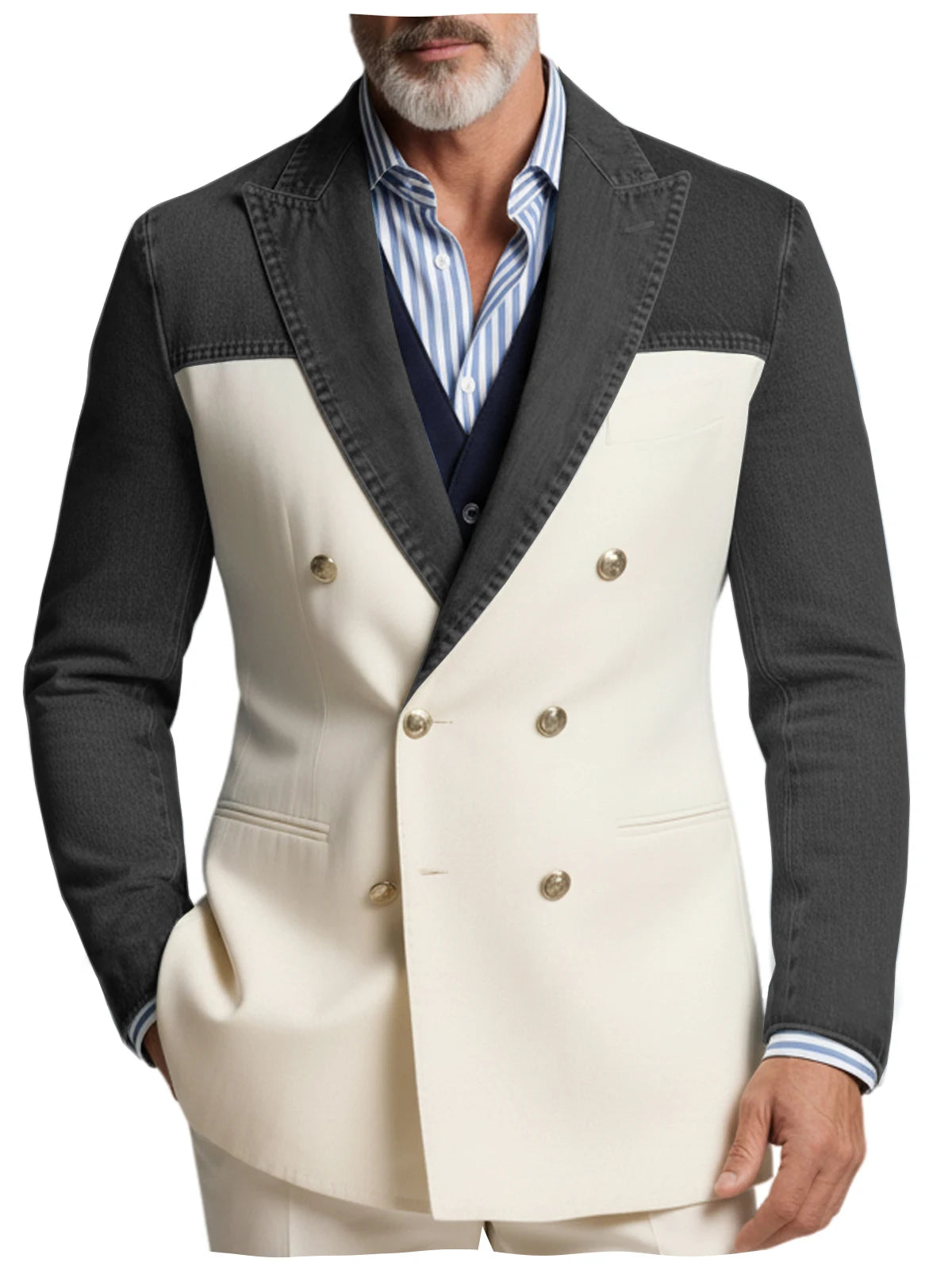 Blazer croisé manches denim homme – CLEVI Paris