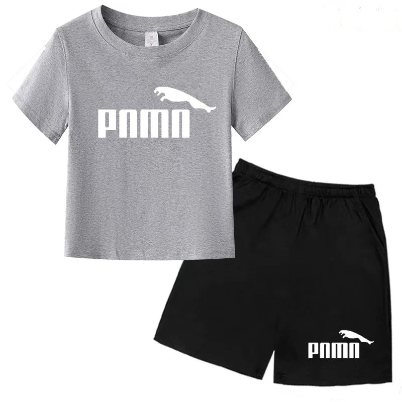 Ensemble enfant T-shirt à lettres et short uni – CLEVI Paris