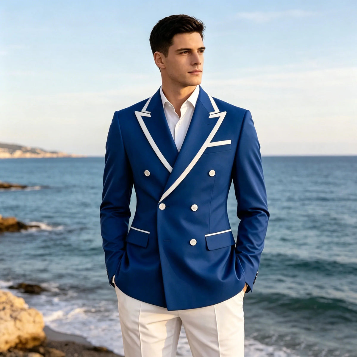 Blazer homme double boutonnage ajusté – CLEVI Paris