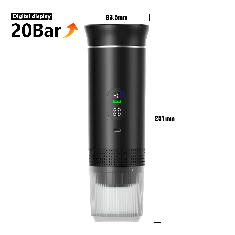 Machine expresso portable 3-en-1 sans fil, 20 bars – CLEVI Paris