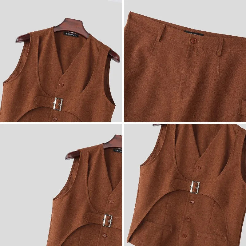 Ensemble 2 Pièces Homme Débardeur Col V Sans Manches + Short Taille Élastique Casual Streetwear 3 Coloris – CLEVI Paris
